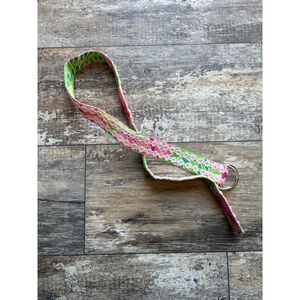 Lilly Pulitzer vintage Green Pink EmbroideredFloral Belt Small
